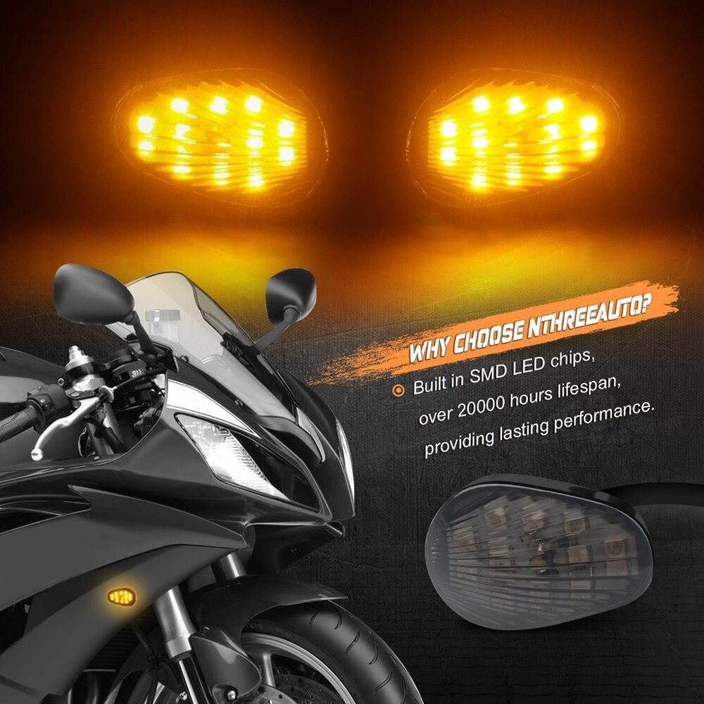 Smoked Flush Mount LED Turn Signal Light Compatible with Yamaha YZF R1 R6 R6S, 1 - Picture 2 of 6
